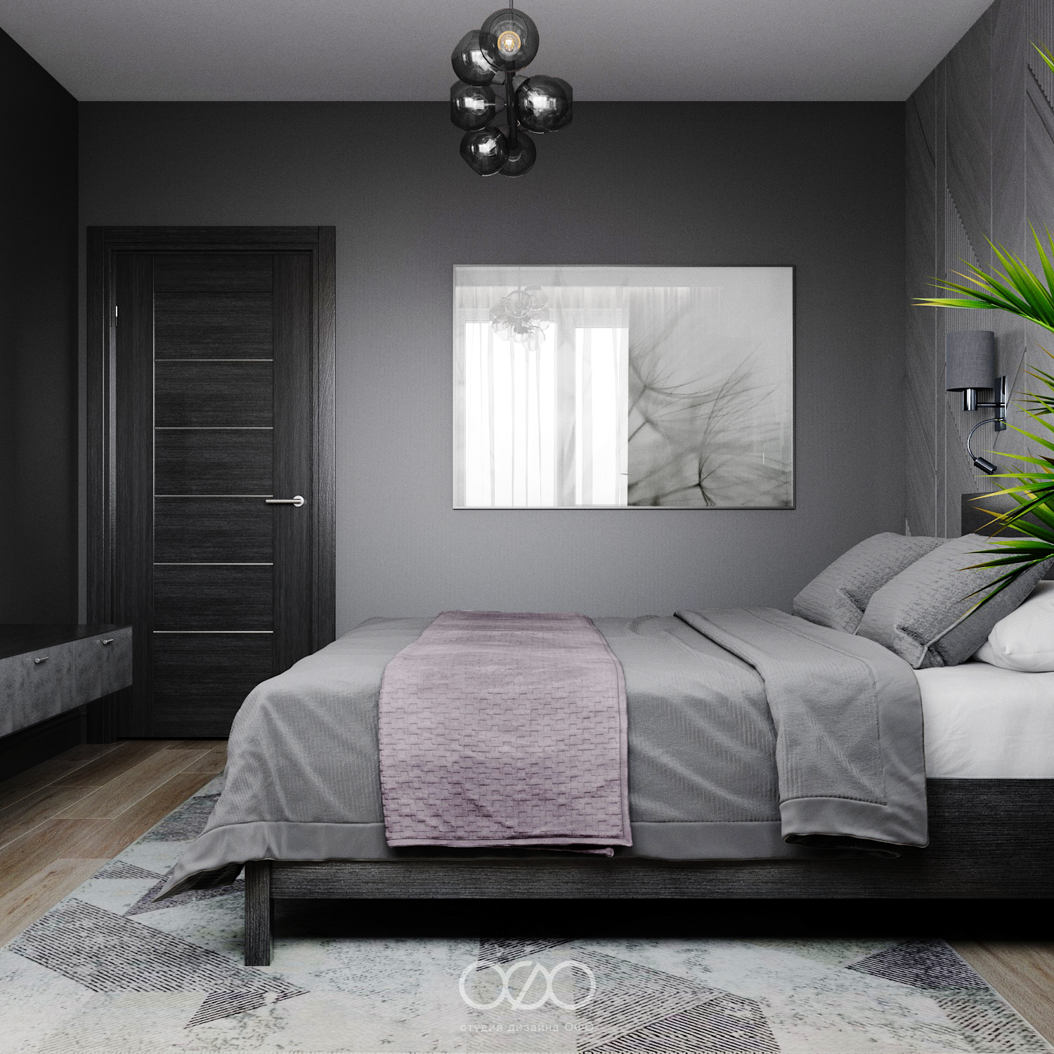 Дизайн спальни в серых тонах